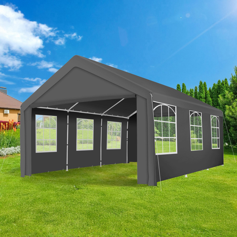 tectake Jasko 6 x 4m Grey Side Panel Plug In Gazebo Image 1