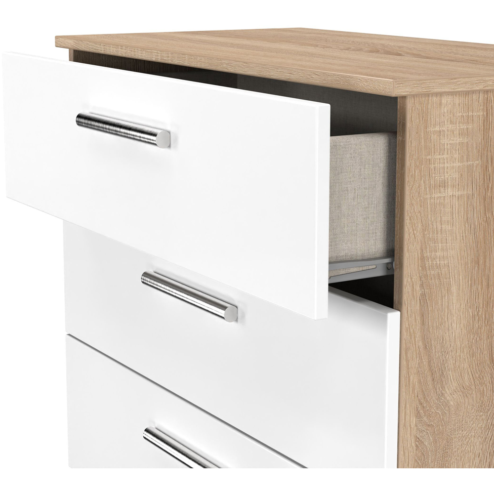 Crowndale Contrast 5 Drawer White Matt and Bardolino Oak Chest of Drawers Ready Assembled Image 6