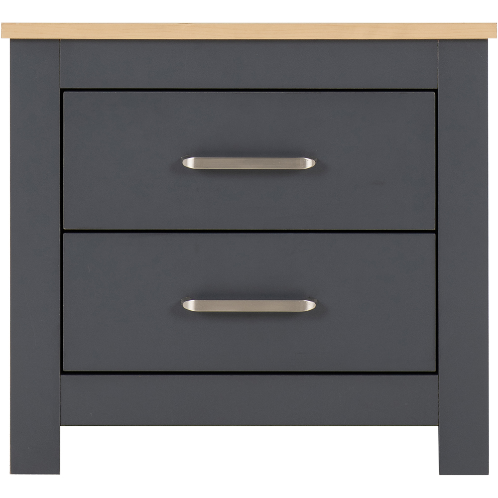 Seconique Portland 2 Drawer Grey and Oak Effect Bedside Table Image 4