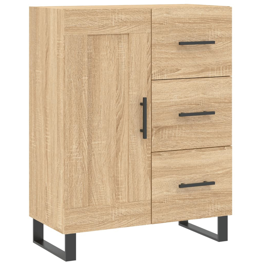 vidaXL Single Door 3 Drawer Sonoma Oak Sideboard Image 2