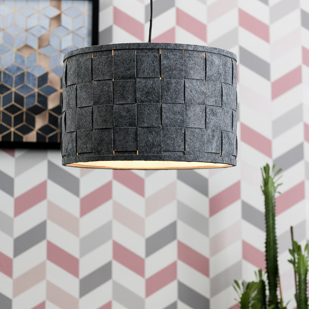 ValueLights Monza Large Grey Felt Weave Lamp Shade Image 2