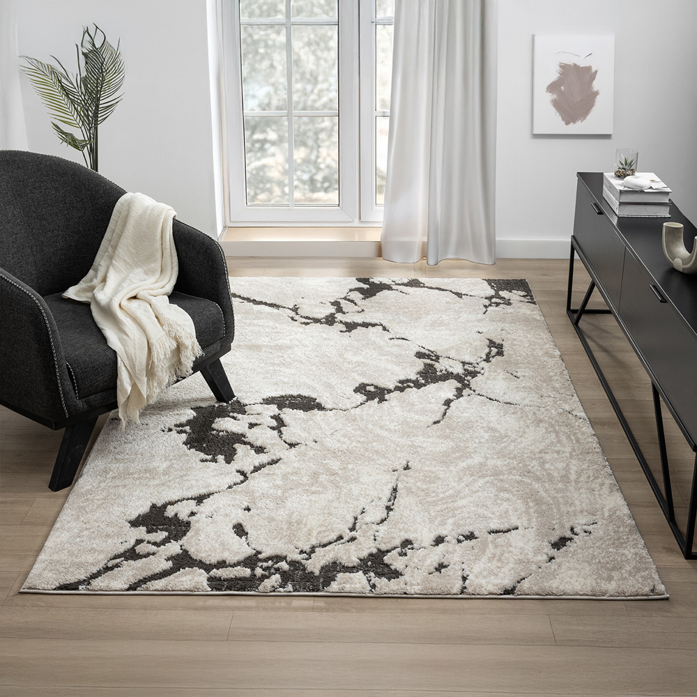 Desire Rugs Eleanor Mocha Abstract Embossed Rug 80 x 150cm | Wilko