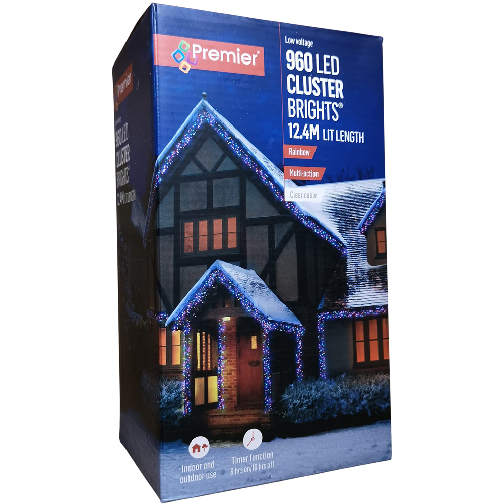 Premier ClusterBrights 960 Rainbow LED Multi-Function Christmas Cluster Light 12.4m Image 2