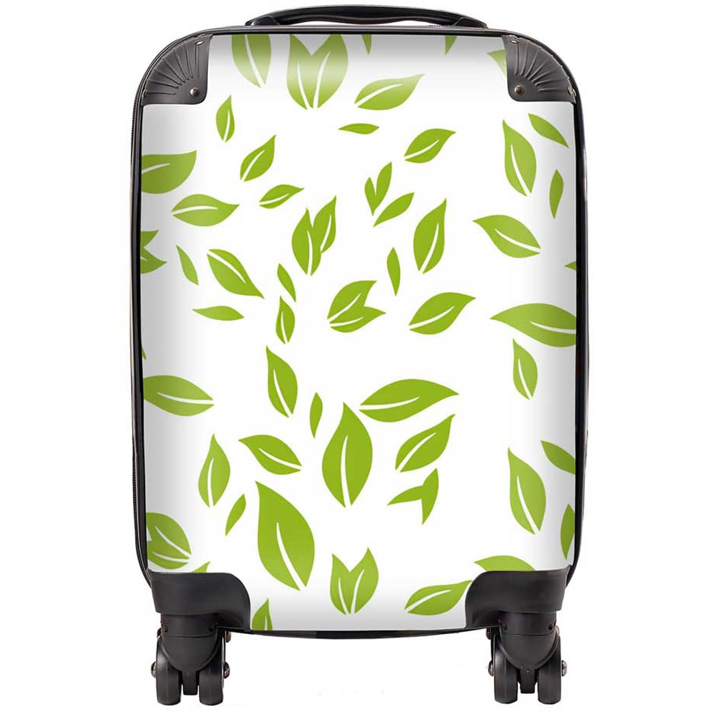 Warren Reed Designer Mini Cabin Green Leaves Suitcase Image 1