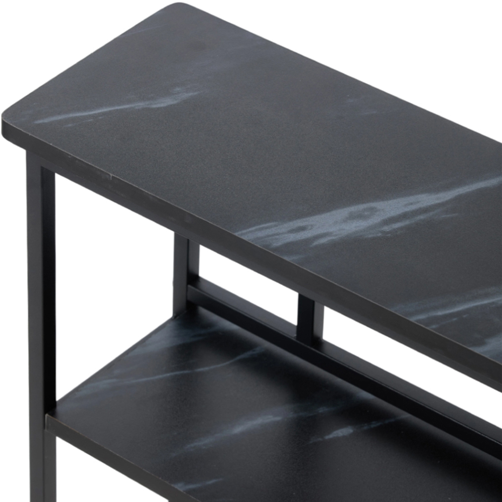 Living and Home 2-Tier Black Faux Marble Top Console Table Image 5