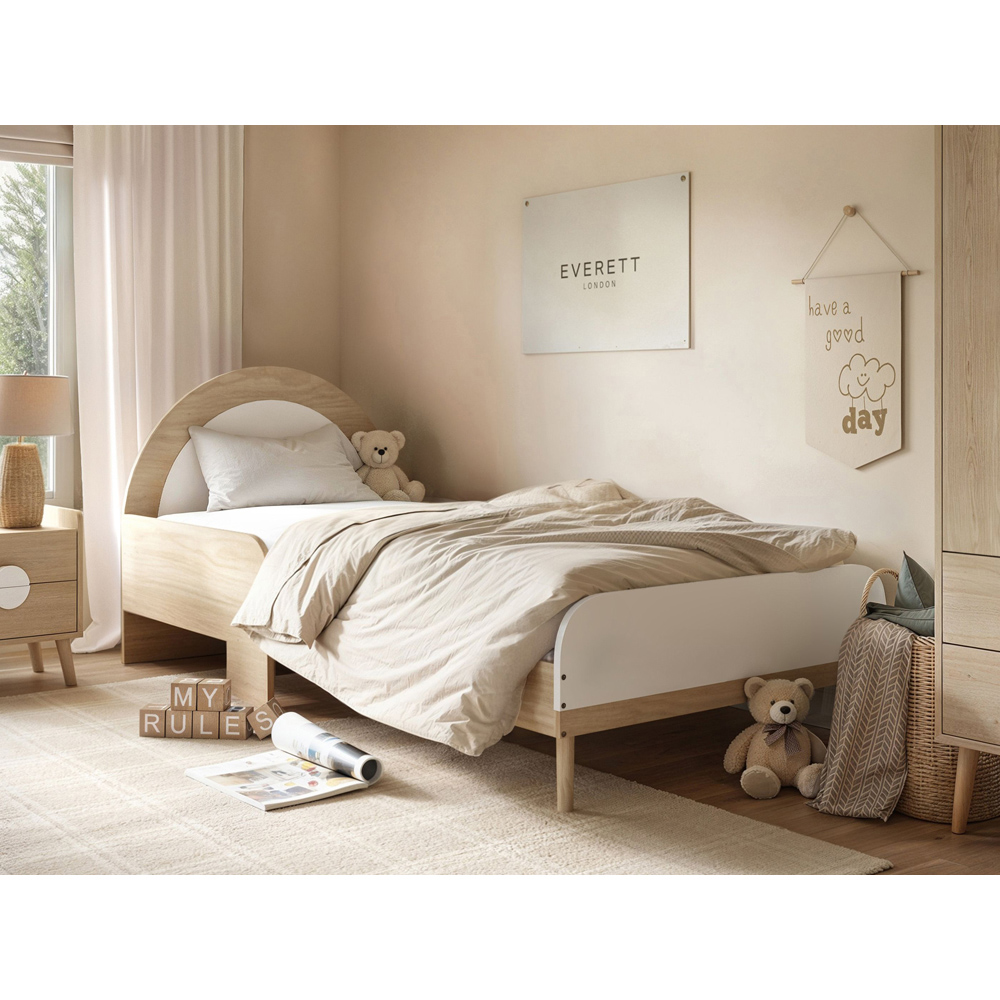 Flair Noah Single Oak and White Bed with Curved Headboard Image 6