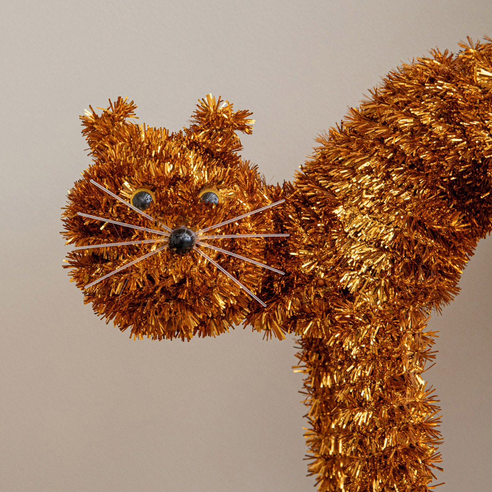 Samuel Alexander Orange Tinsel Standing Scaredy Cat Halloween Decoration 42cm Image 5