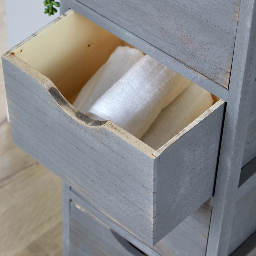 Home Source Hemsby 4 Drawer Grey Wooden Chest of Drawers Image 4