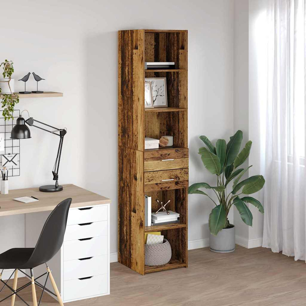 vidaXL 2 Drawer 5 Shelf Old Wood Highboard Image 9