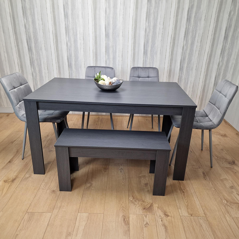 Portland 6 Seater Dining Set Dark Grey and Grey Image 1