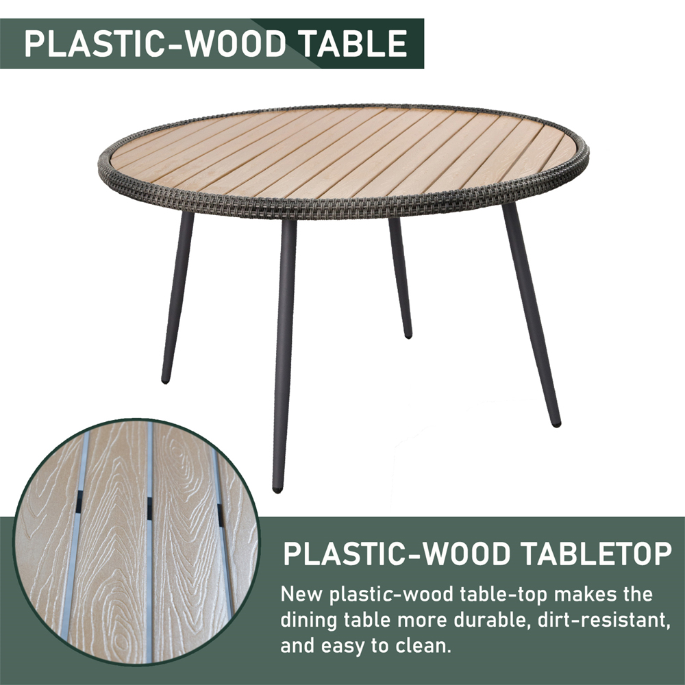 Furniture One 4 Seater Rattan Garden Dining Set Yellow Image 7