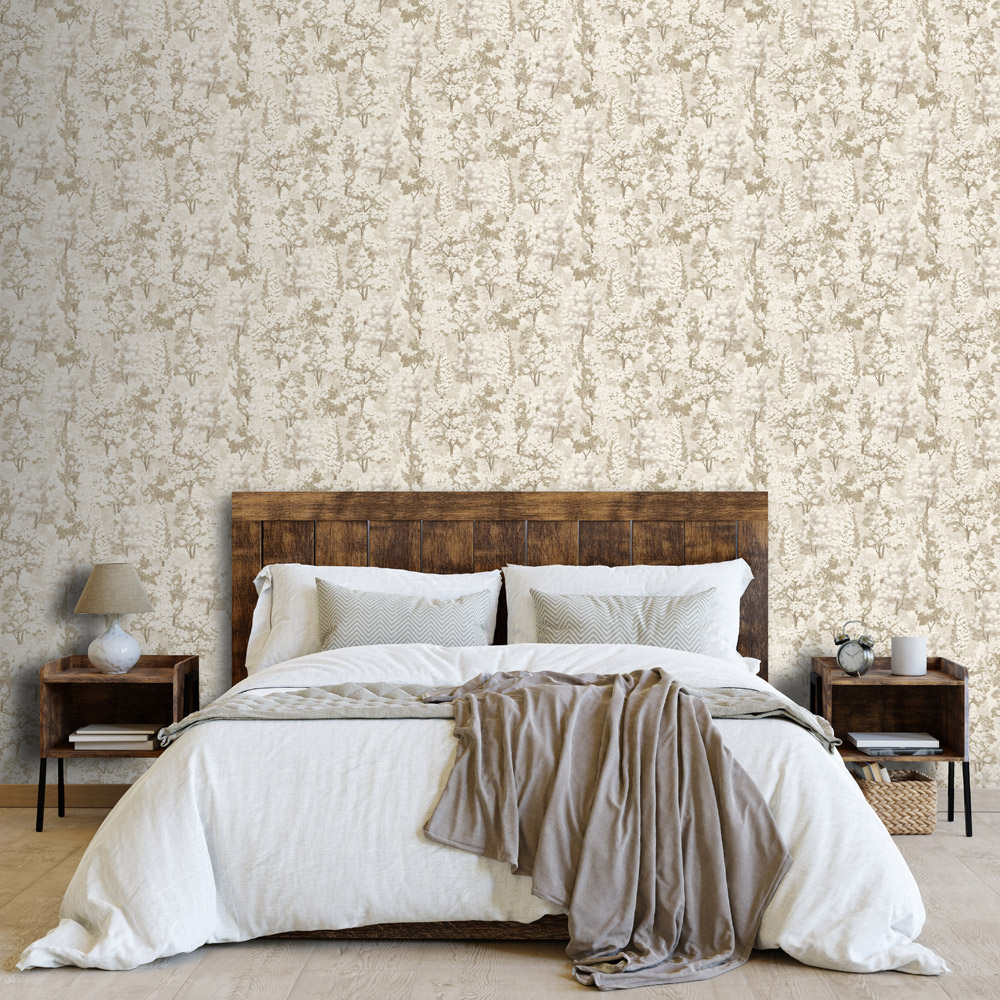 Arthouse Organic Forest Neutral and Gold Wallpaper Image 4