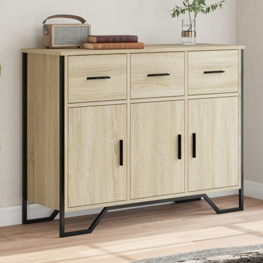 vidaXL 3 Door 3 Drawer Sonoma Oak Large Sideboard Image 1