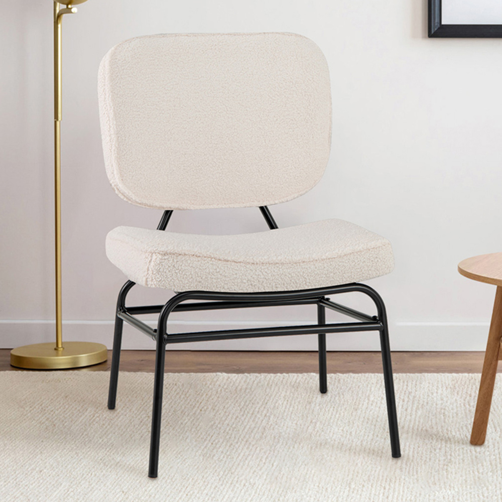 Costway White Upholstered Accent Chair Image 1