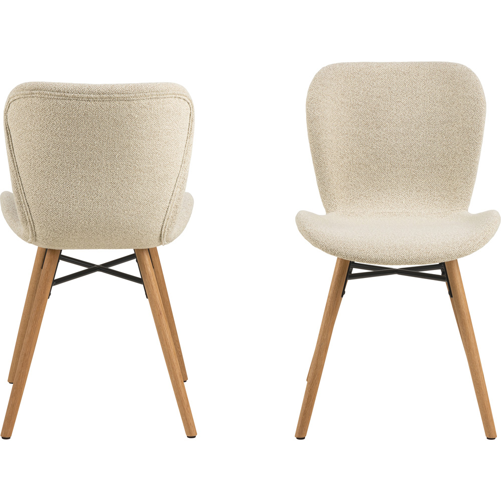 Florence Batilda Set of 2 Cream and Oak Dining Chair Image 2