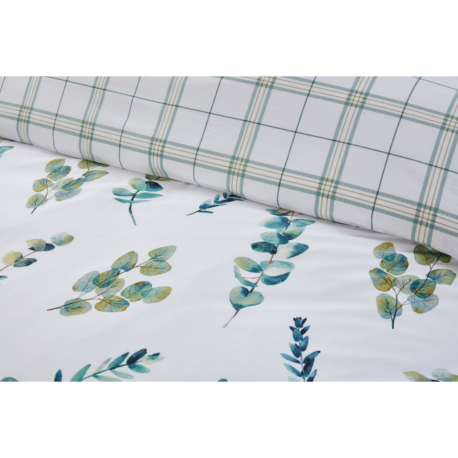 Divante Double Green Eucalyptus Spray Duvet Cover and Pillowcase Set Image 5