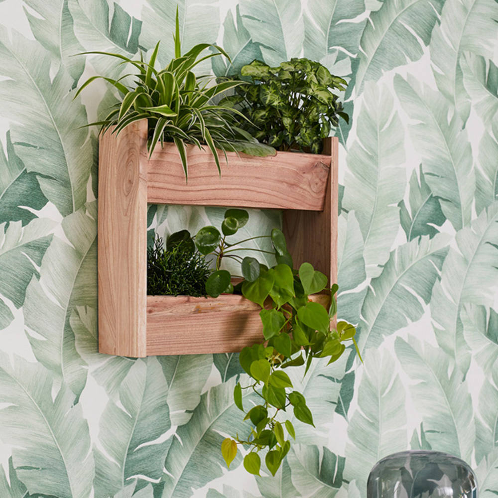 Galerie Industrial Effects Tropical Leaf Green and White Wallpaper Image 3