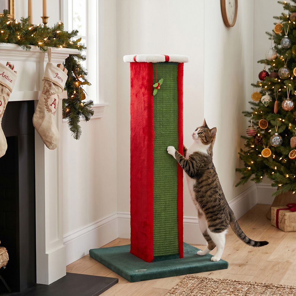 PawHut Green Cat Scratching Post with Bell Toy 81cm Image 3
