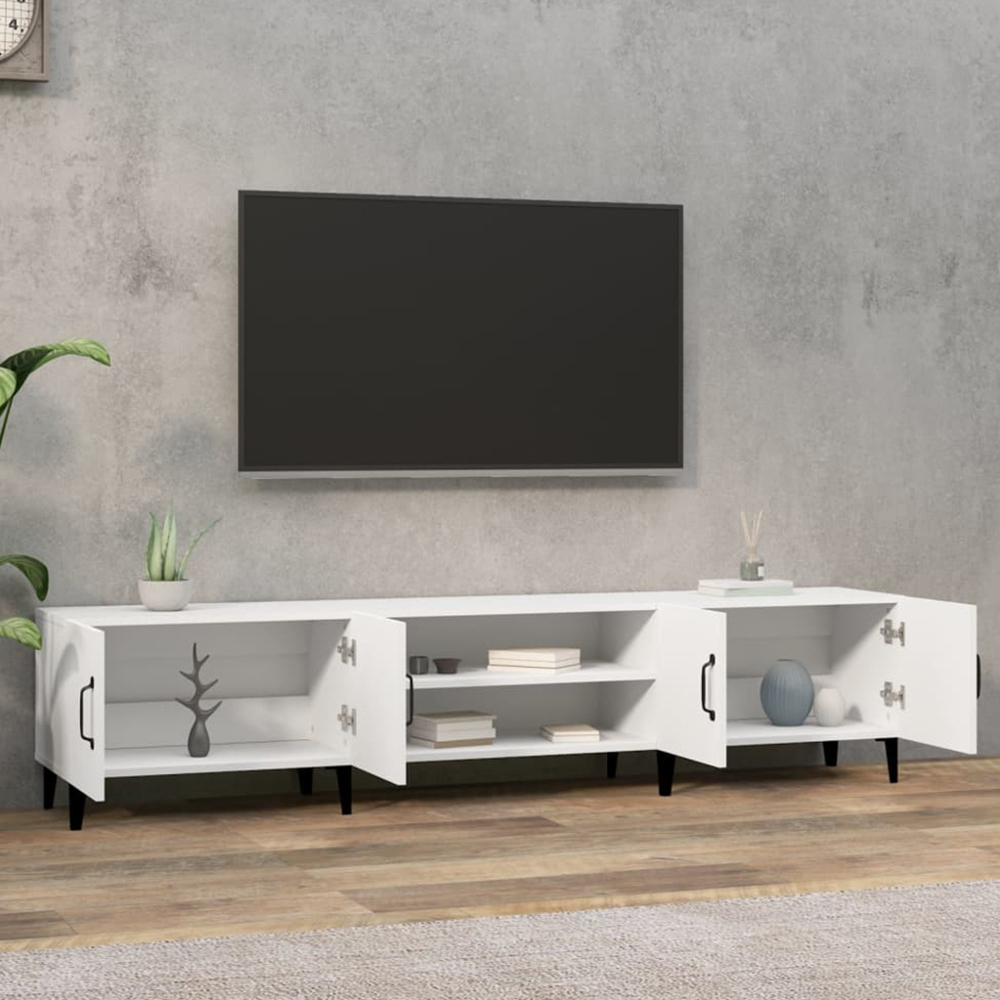 vidaXL 4 Door 2 Shelf White TV Cabinet Image 1