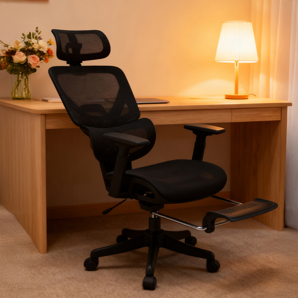 Living and Home Black Breathable Reclining Office Chair Image 7