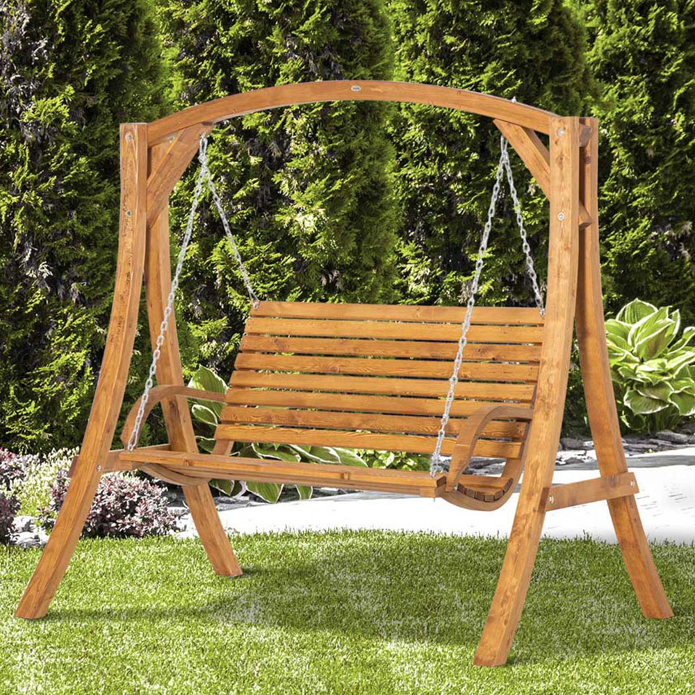 Outsunny 2 Seater Wooden Garden Swing Bench Image 1