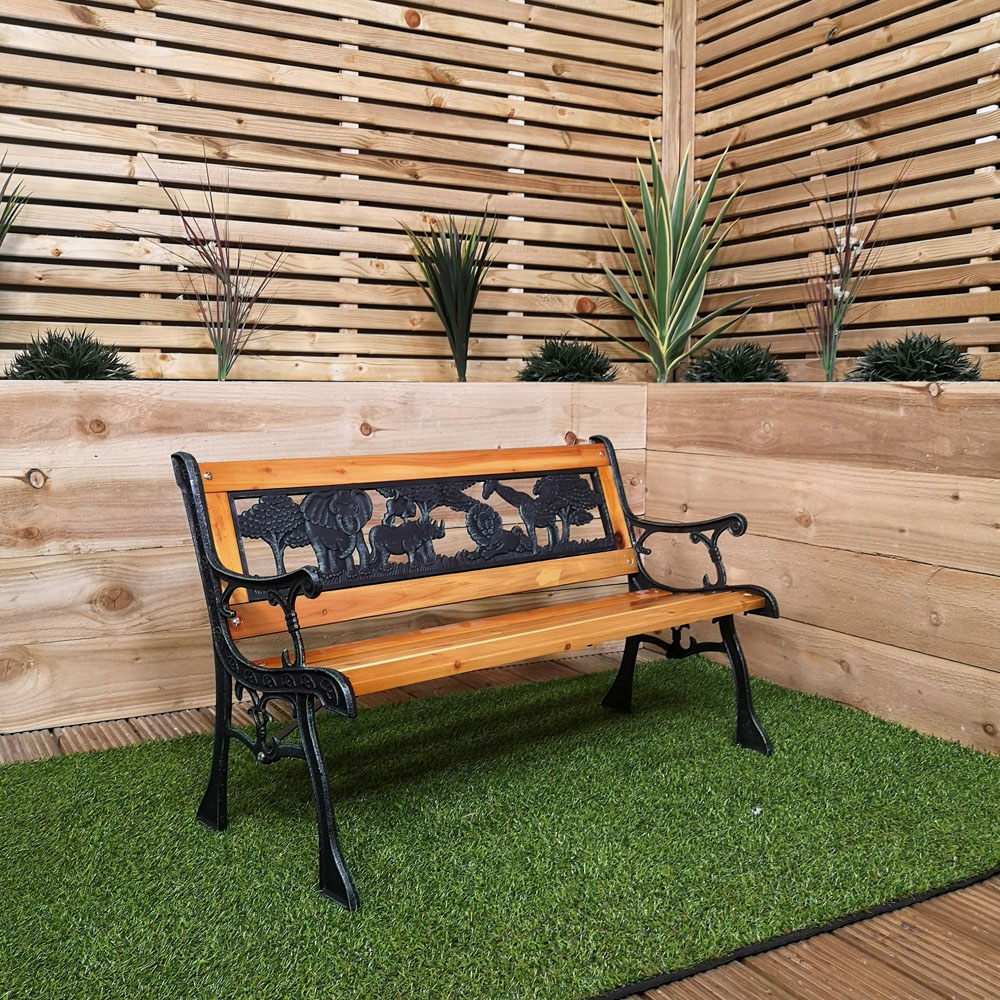 Samuel Alexander Kids 2 Seater Wooden and Cast Iron Garden Bench Image 6