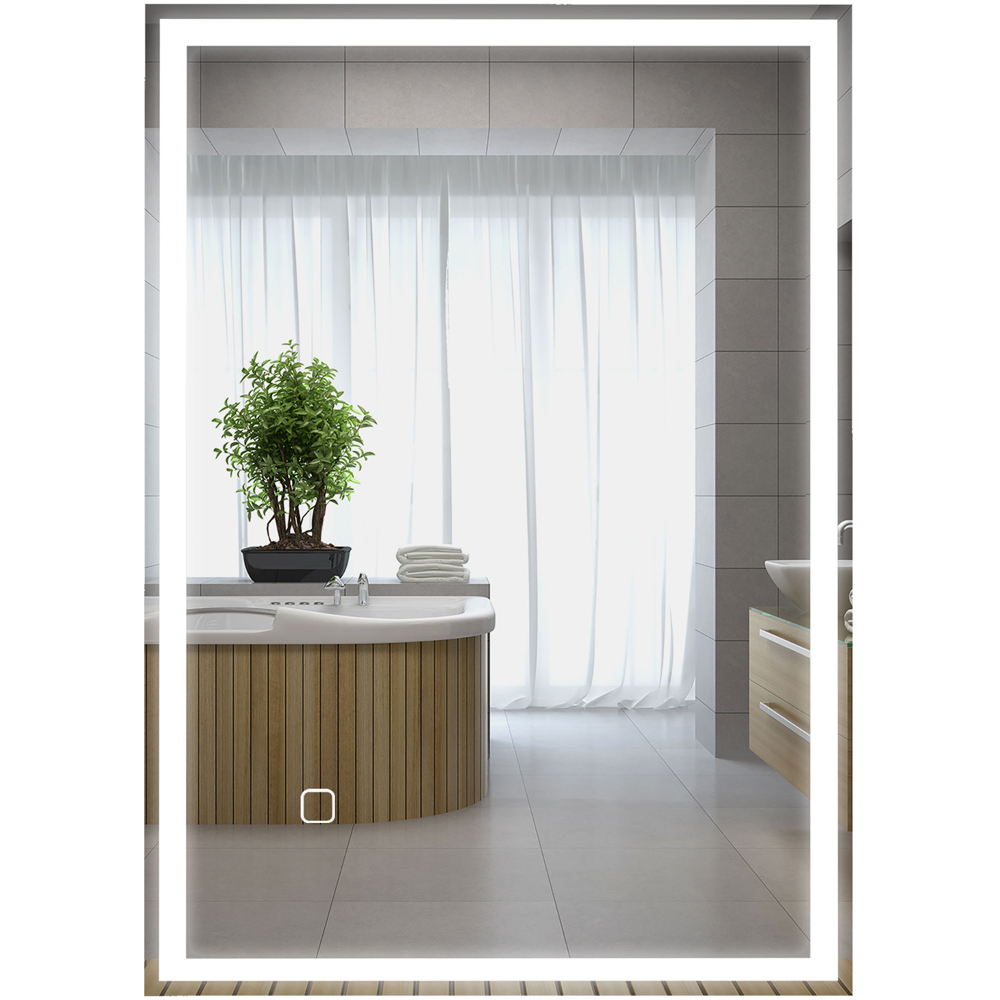 HOMCOM 3 Colour LED Illuminated Bathroom Mirror with Defogging Film Image 1