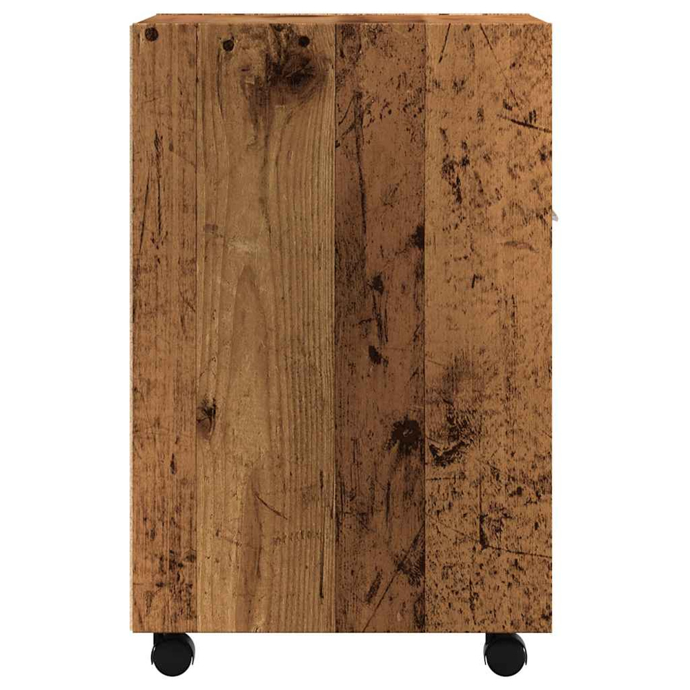 vidaXL Single Door Single Shelf Old Wood Storage Cabinet with Wheels Image 5