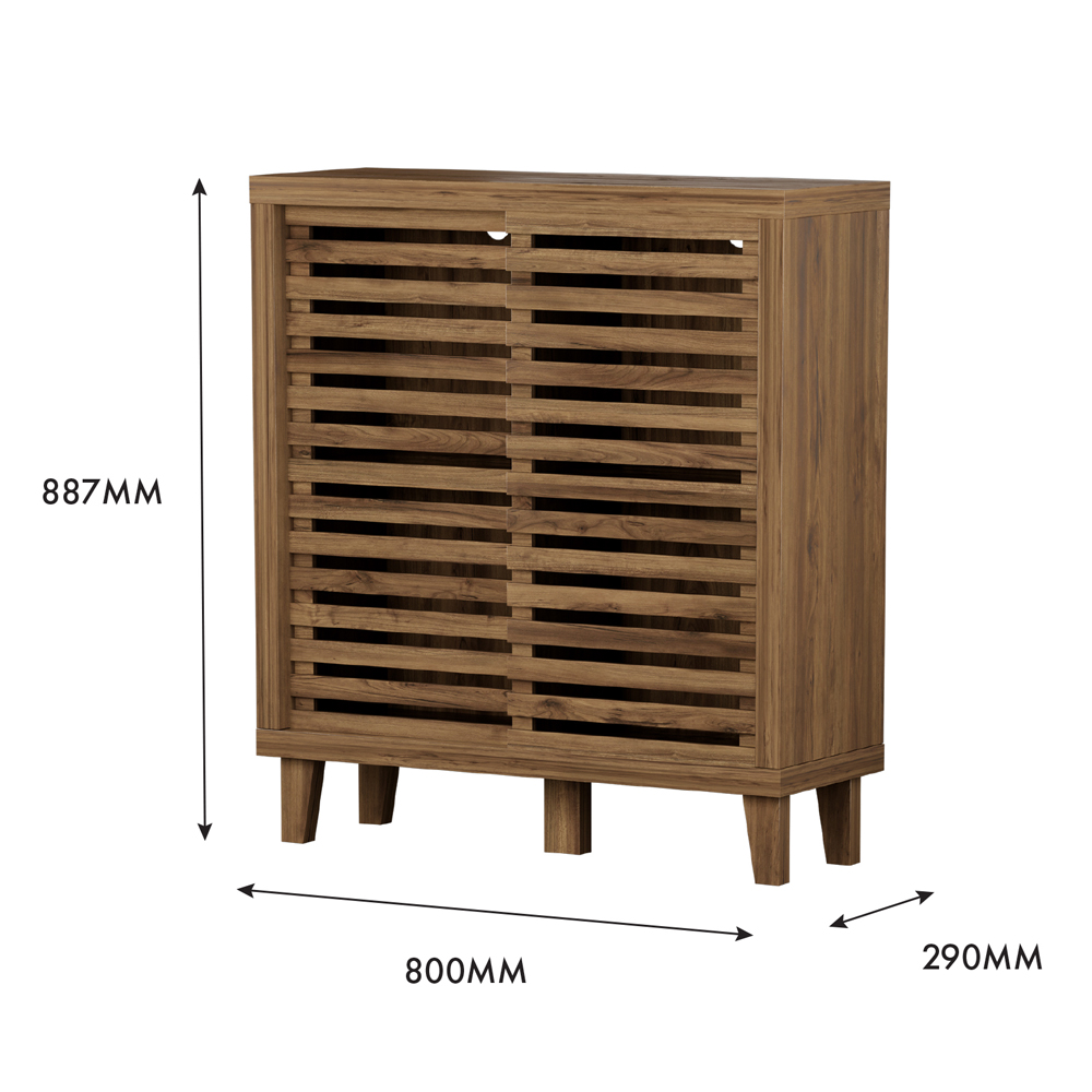 Flexi Storage Erik 2 Door Mango Wood Effect Slatted Petite Sideboard Image 8