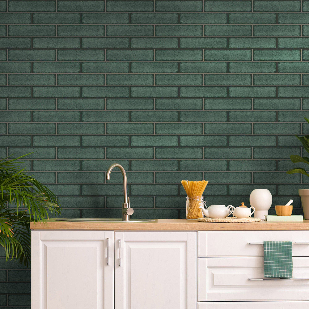 Holden Celadon Gloss Tile Emerald Green Wallpaper Image 4