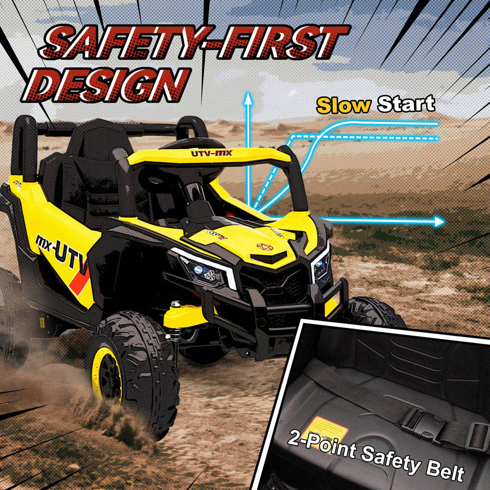 Tommy Toys Kids Yellow Ride On Electric UTV Car with Remote and Safety Belt Image 6