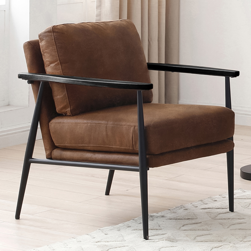 Bruce Cowboy Tan and Black PU Leather Armchair Image 1