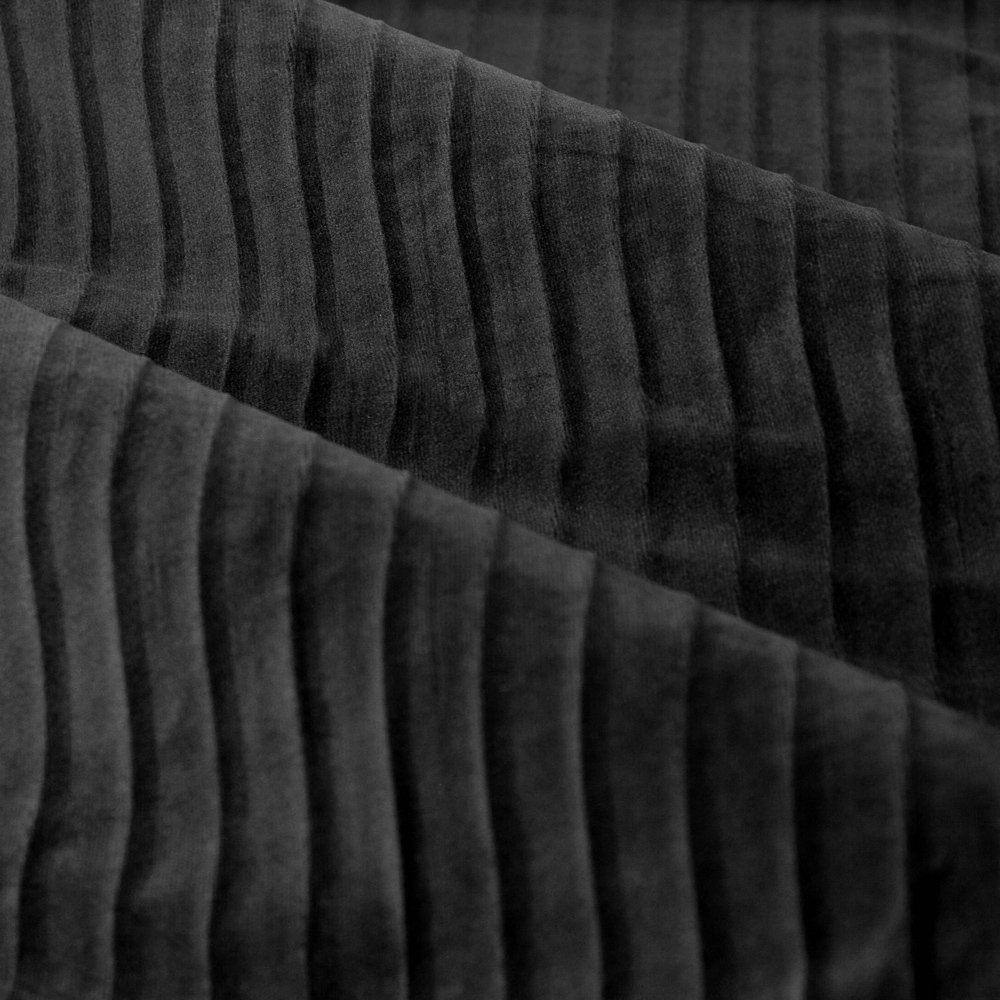 Paoletti Corinthian Black Velvet Eyelet Curtains 168 x 137cm Image 5