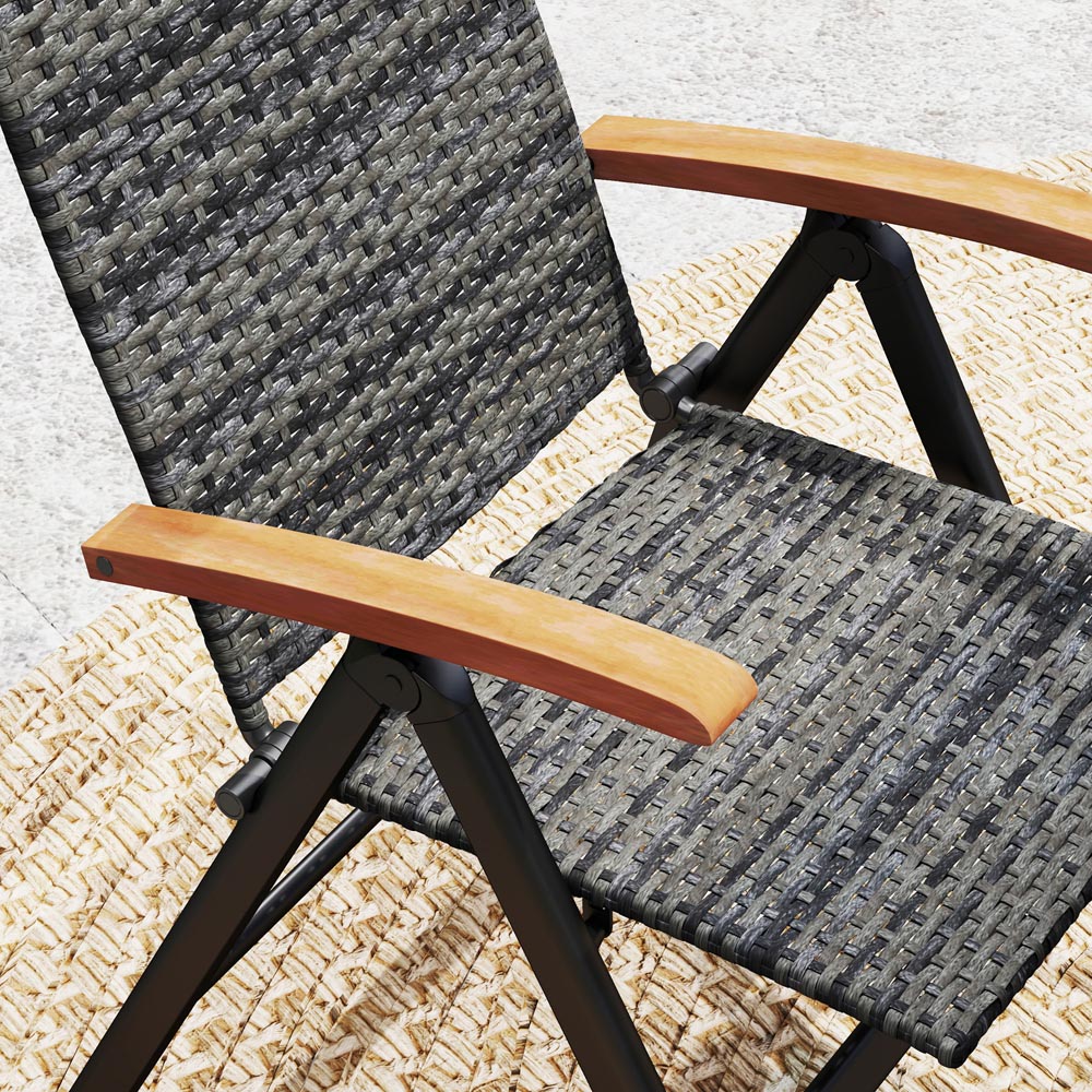 Outsunny Mixed Grey Rattan Folding Garden Chair Image 3