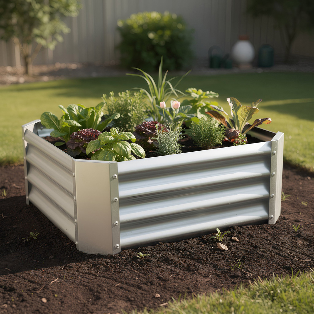 Harbour Housewares Silver Square Galvanised Steel Raised Garden Bed 60 x 60cm Image 3