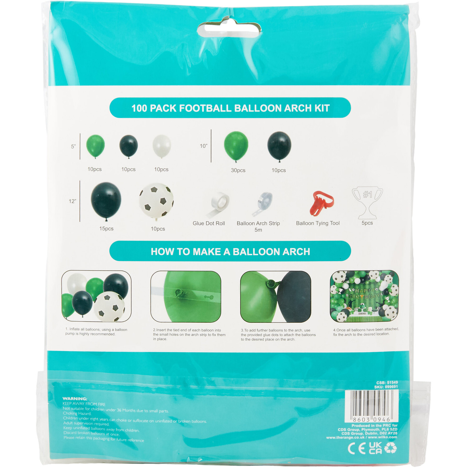 Pack of 100 Football Balloon Arch Kit - Multicolour Image 2