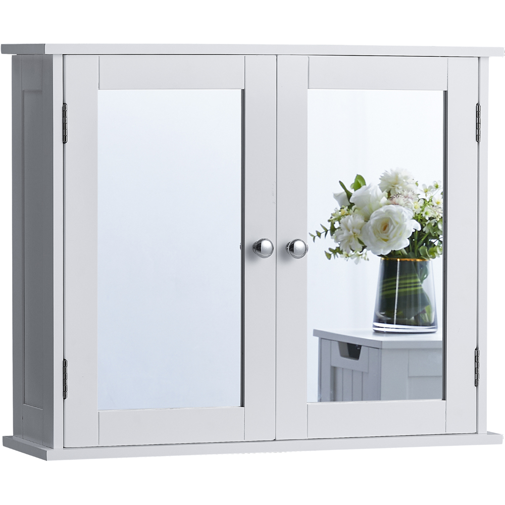 BATH VIDA Priano White Wide 2 Door Mirror Bathroom Cabinet Image 2