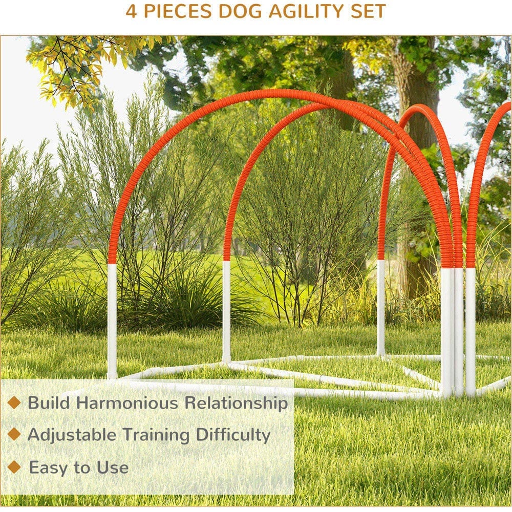 PawHut 4 Piece Orange Dog Agility Equipment Set with Weave Pole Image 8