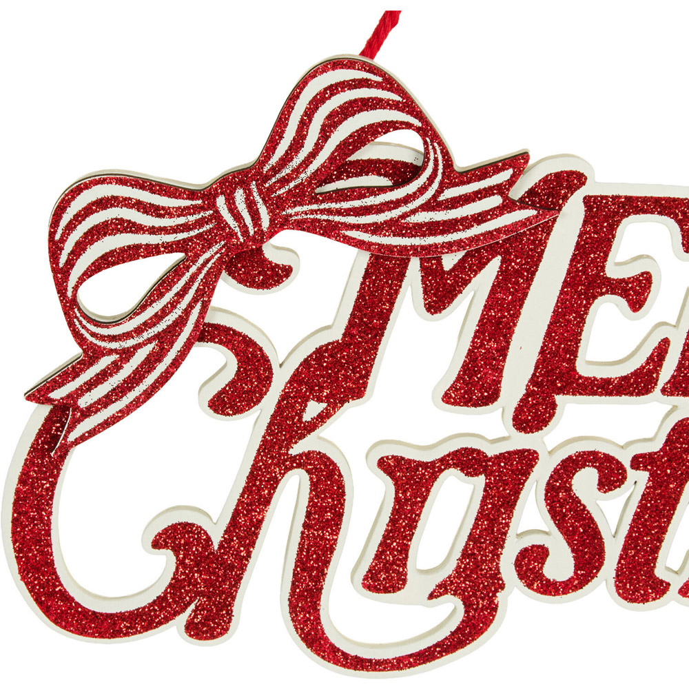 Merry Christmas Glittery Sign Red Image 3