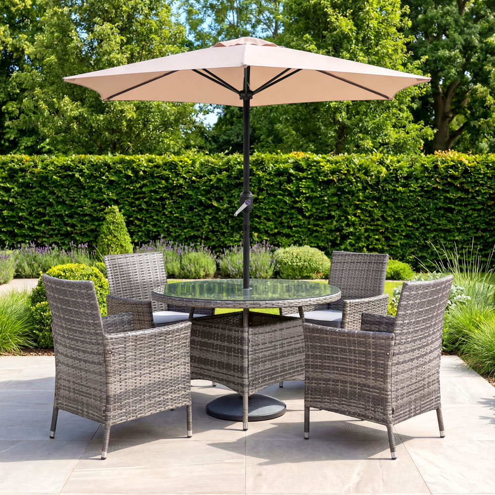 Charles Bentley Beige Metal Crank Parasol 2m Image 2