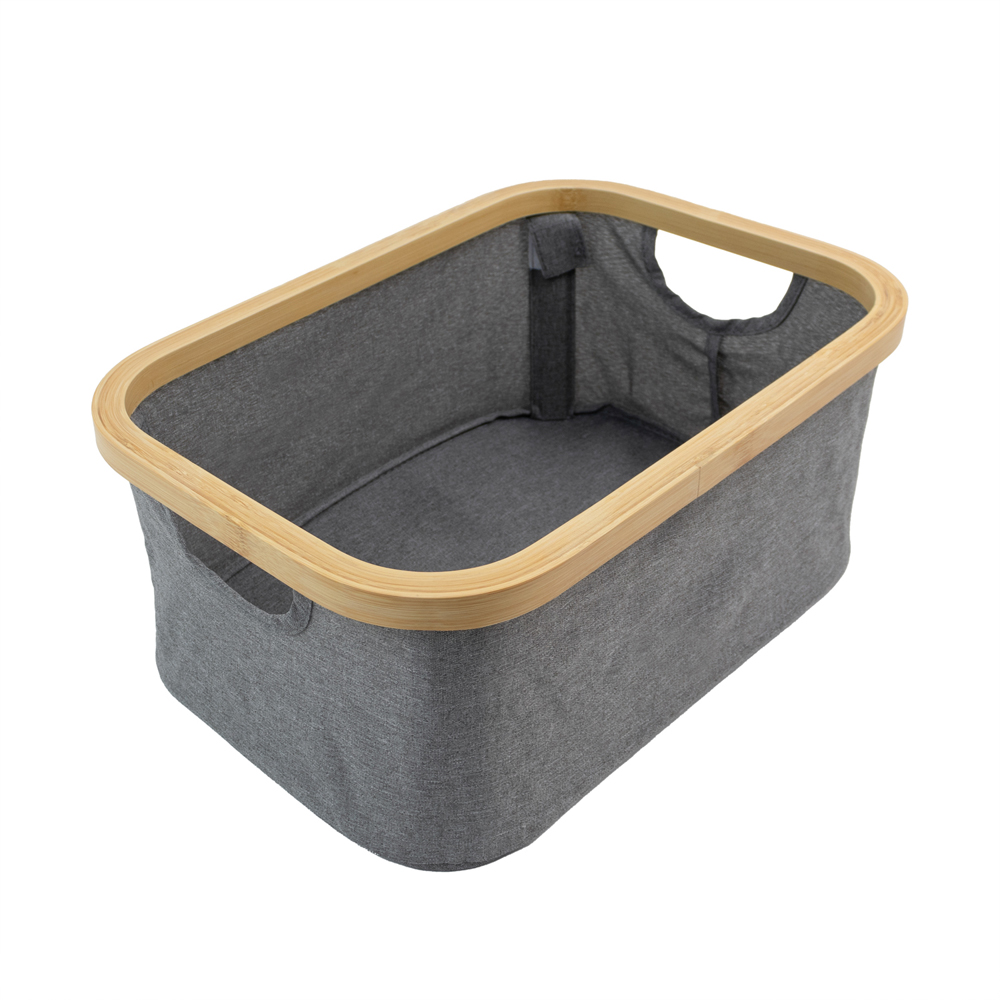 JVL Bambanio 26L Grey Bamboo Foldable Storage Basket 3 Pack Image 3