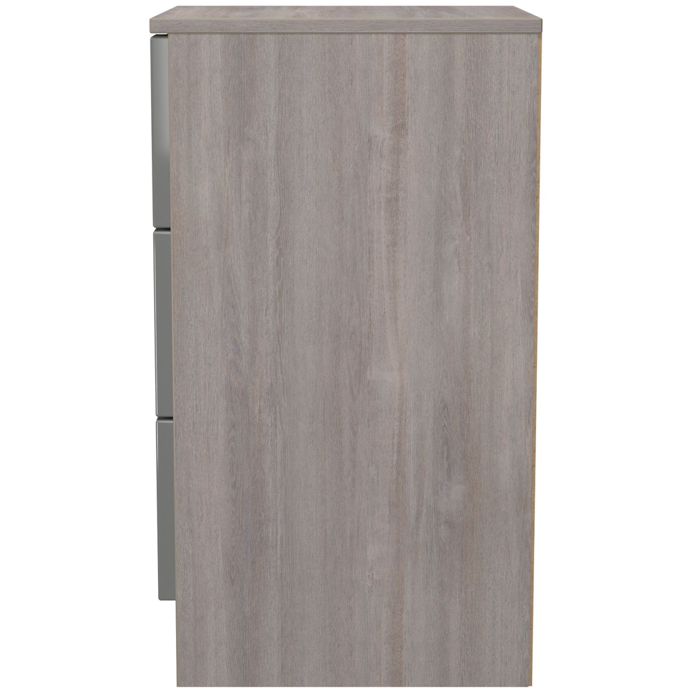 Crowndale Milan 3 Drawer Grey Gloss and Grey Oak Bedside Cabinet Ready Assembled Image 3
