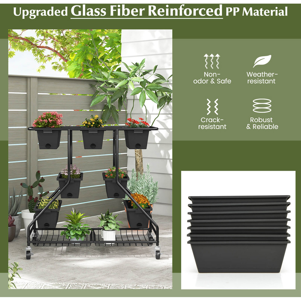 Costway Black 3 Tier Vertical Raised Garden Bed Image 6