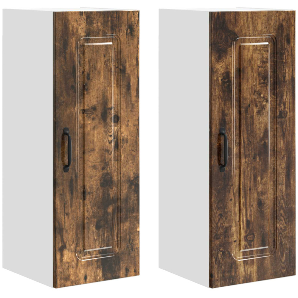 vidaXL Kalmar Single Door Smoked Oak Wall Kitchen Cabinet 2 Pack Image 8