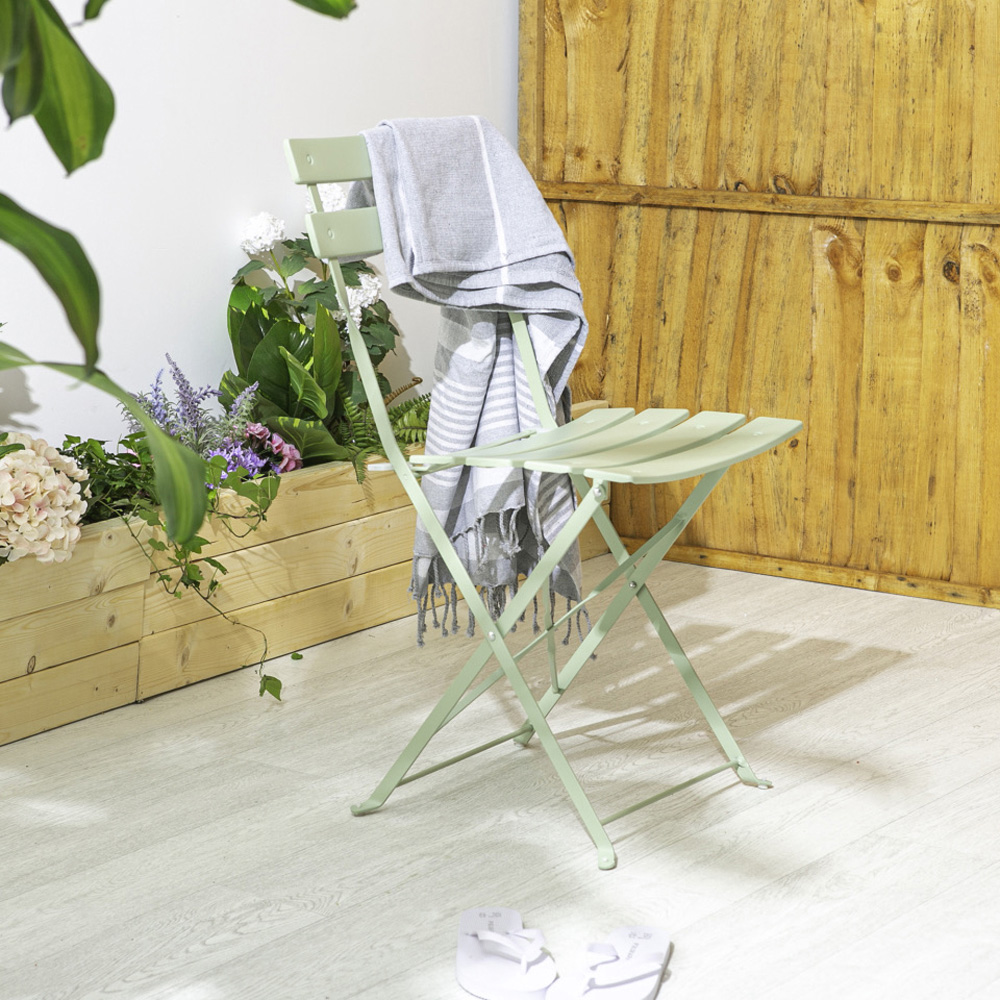 Harbour Housewares Sussex 2 Seater Sage Green Round Bistro Set Image 4