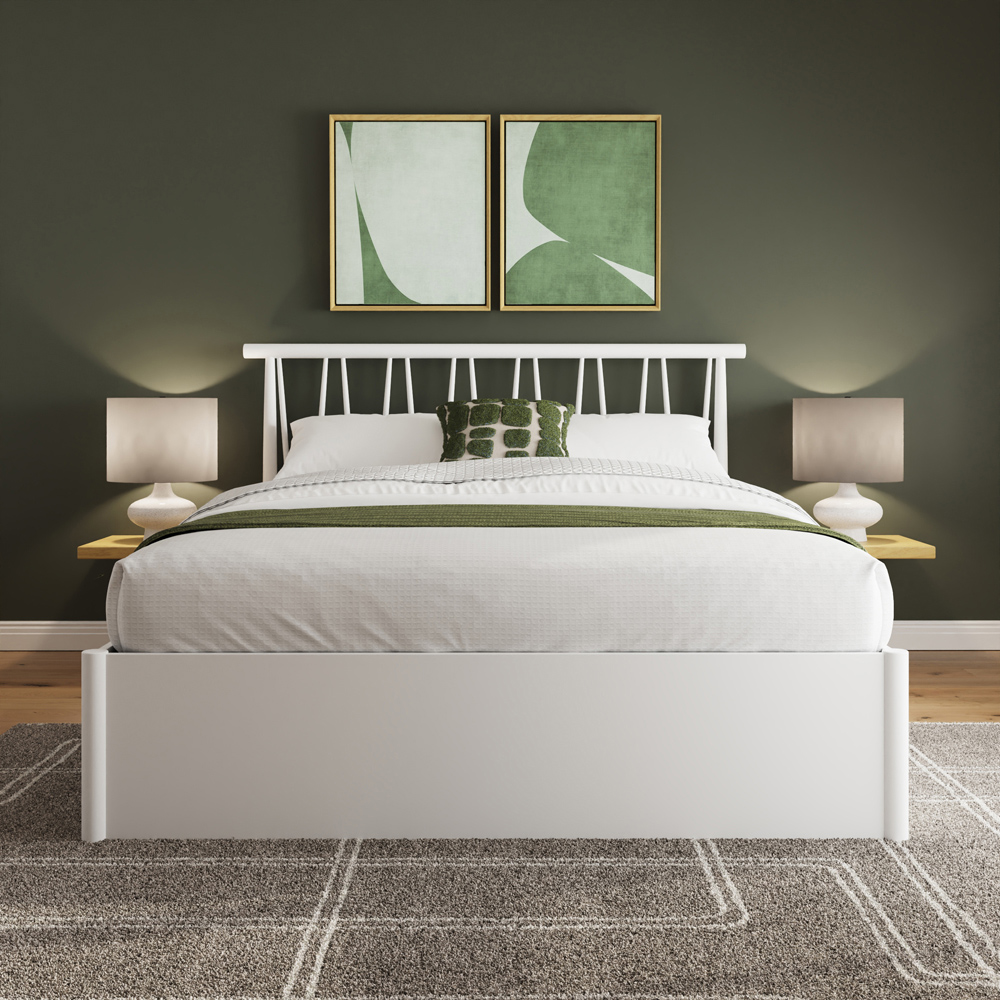 GFW Fusum Double White Spindle Wooden Ottoman Bed Image 8