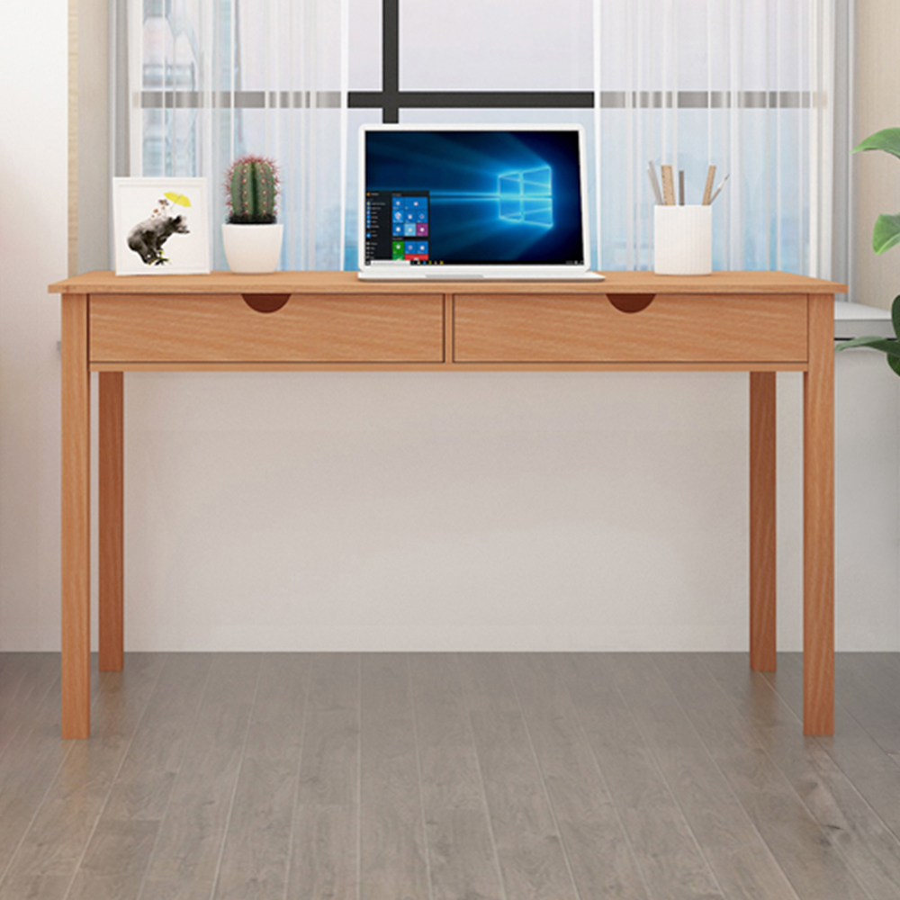 Loft24 Gava 2 Drawer Scandinavian Desk Oak Image 1