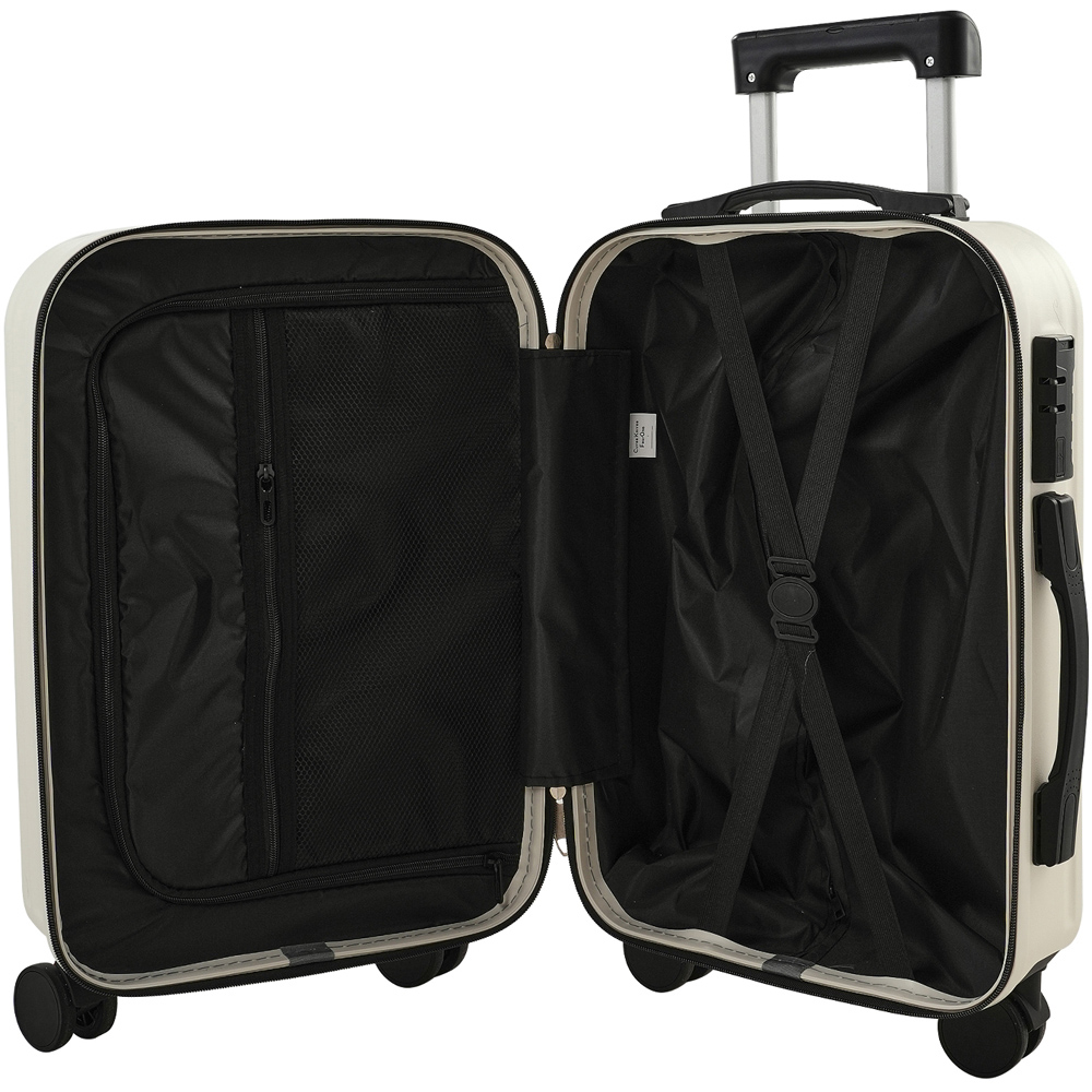 H&O Direct White ABS Hard Shell Suitcase with Cup Holder and USB Port 20 inch Image 3
