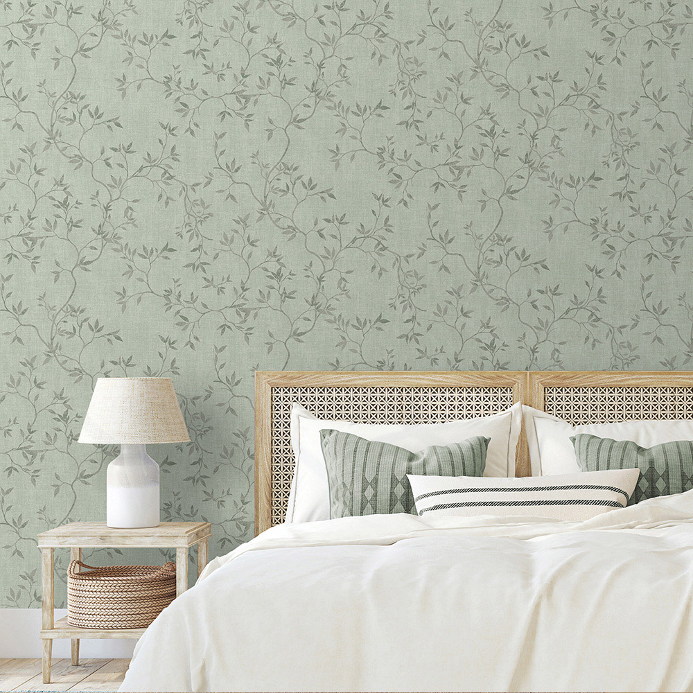 Muriva Japandi Leaf Green Wallpaper Image 5