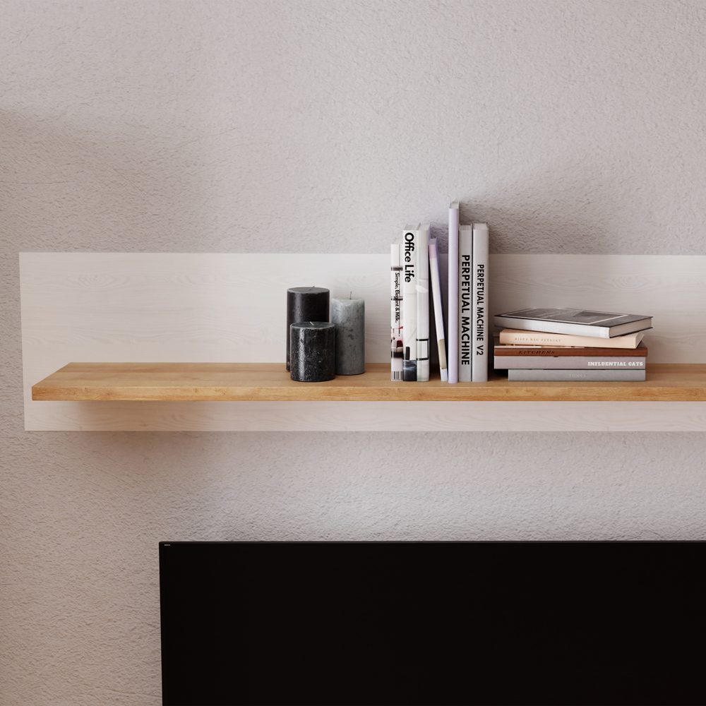 Florence Bohol 160cm White Riviera Oak Wall Shelf Image 4